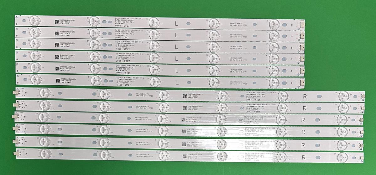 Led backlight strip for tv PHILIPS 49" set 12pcs , 6pcs x GJ-2K15-XM-D2P5C1-490-D611-C1-L , 5LED , 454MM & 6pcs x GJ-2K15-XM-D2P5C1-490-D611-C1-R , 6LED , 547MM ,